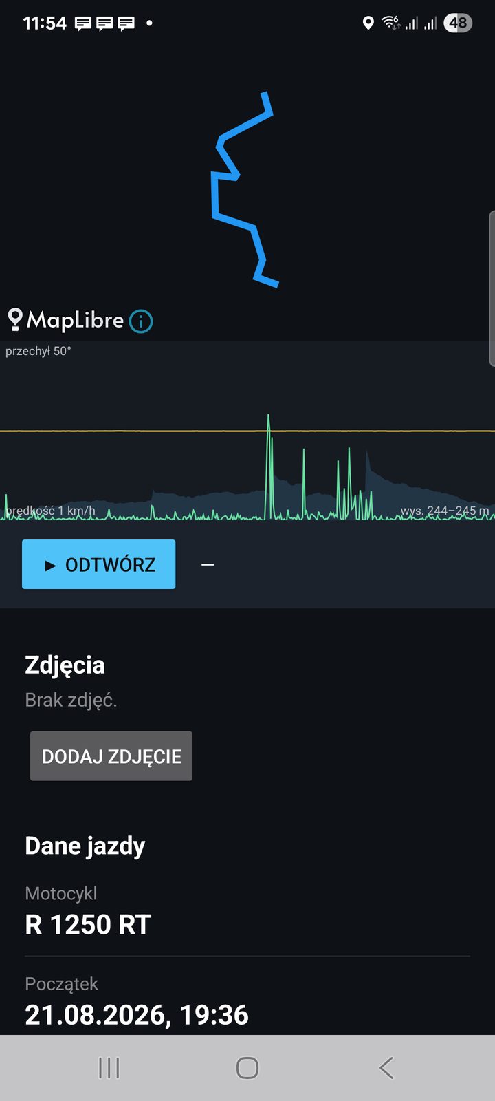 MotoMap: szczegóły jazdy